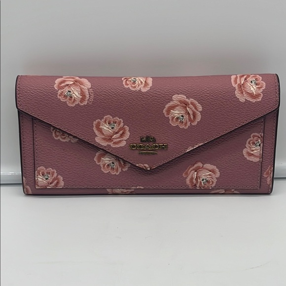 Coach Mauve Rose Floral Women's Wallet - Picture 1 of 13